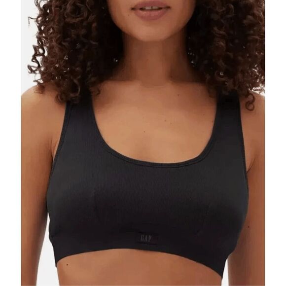 Lot of 2 GapBody NWT size XL Black Cotton Rib bralettes - 1 racerback/ 1 Cami to - Picture 4 of 9